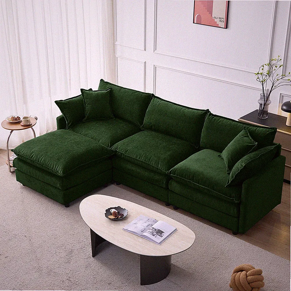105" Modular Sectional Couch,Upholstered Soft Chenille Fabric Sofa,3 Seater w/O