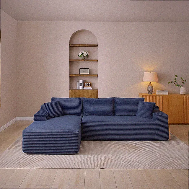 105" Modular Sectional Sofa L-Shape with Chaise, Deep Seat, Blue
