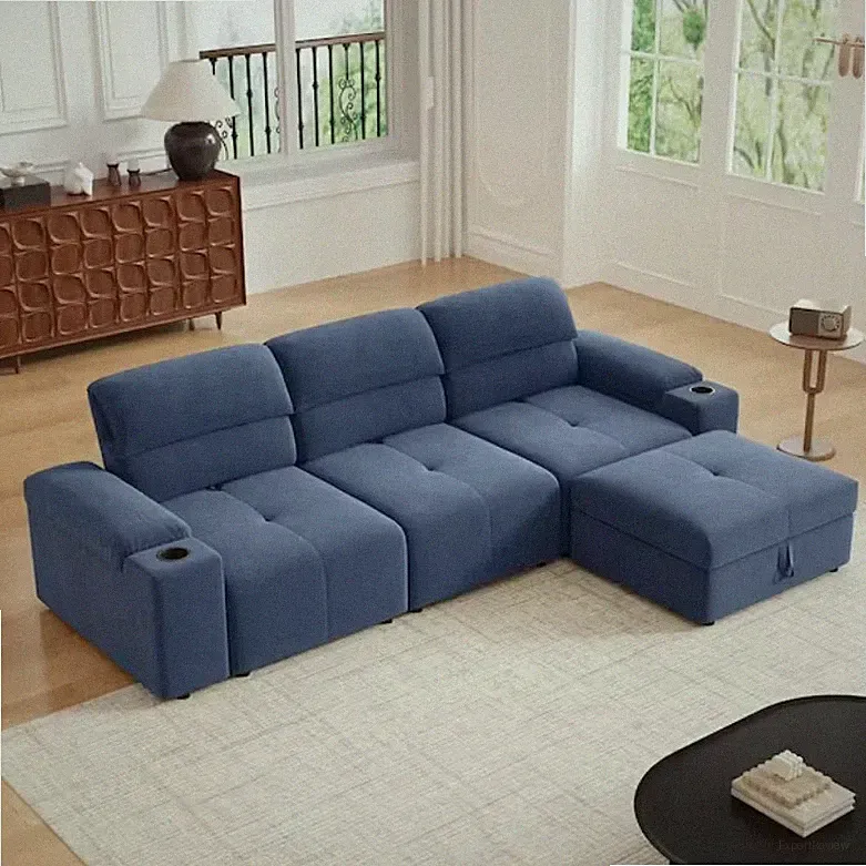 105" Modular Sectional Sofa w/ Storage Ottoman & Adjustable Back for Living Room