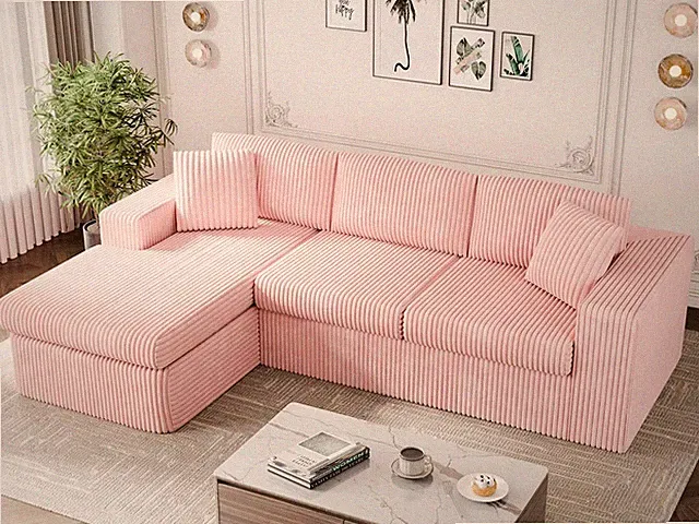 105" Pink Modular Sectional Sofa with L-Shaped Chaise & Memory Foam Comfort