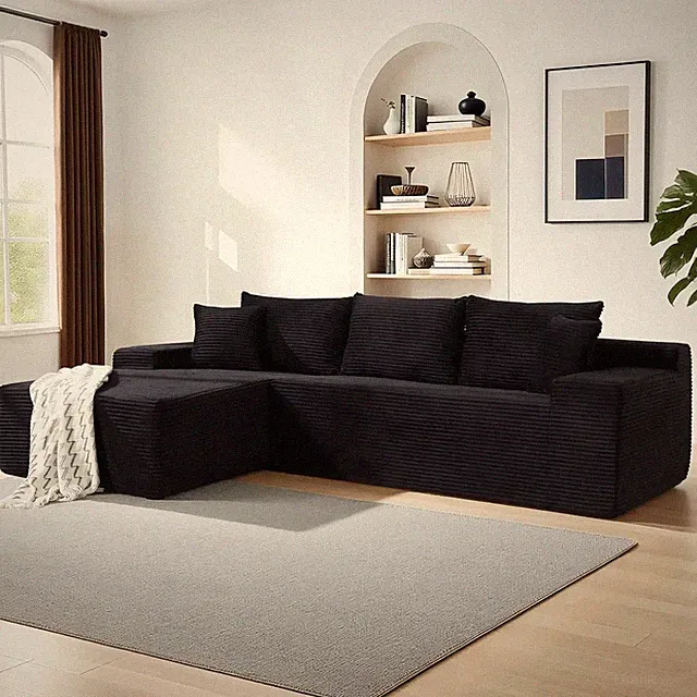 105in Cloud Modular Sectional Couch L-Shape Chaise Upholstered Corduroy Couches