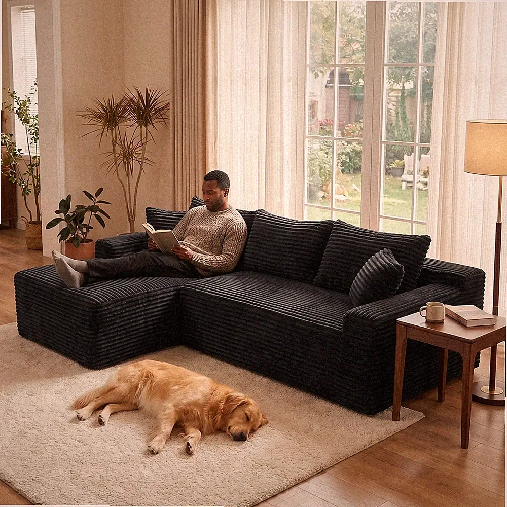 106.3" Cloud Modular Sectional Sofa Couch w/L-Shape Chaise,Modern Minimali