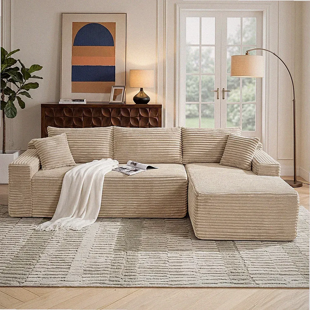 106.3" Cloud Modular Sectional Sofa Couch w/L-Shape Chaise,Modern Minimalist Uph