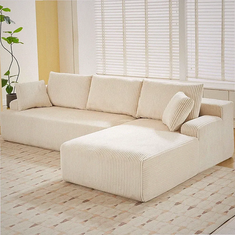 106" Boneless L Shaped Sectional Cloud Couch Sofa with Right Facing Chaise Plush