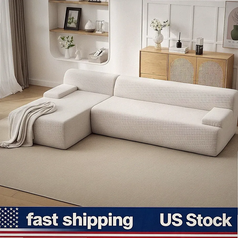 106" Boneless Left Chaise Sofa, L-Shaped Boneless Modular Cloud Couch Sectional