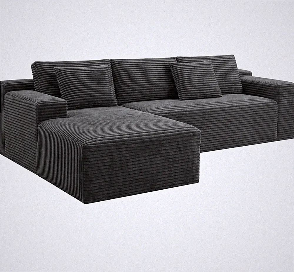 106" Boneless Modular L-Shape Sofa, Dark Grey