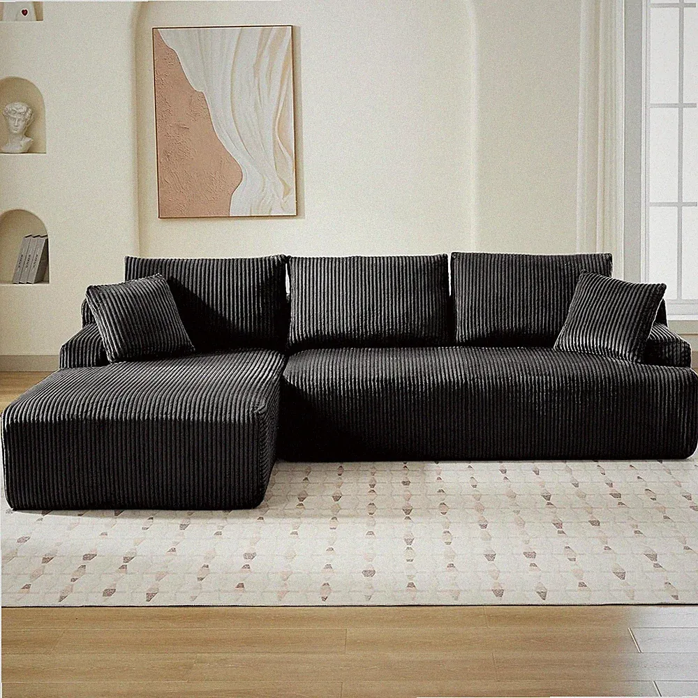 106" Boneless Sofa L Shaped Sectional Cloud Couch with Left Facing Chaise Plush