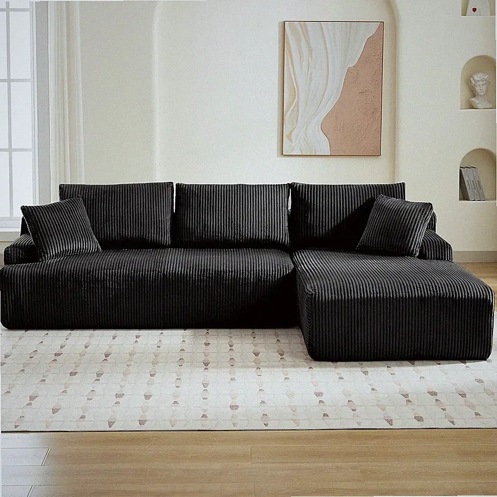 106" Boneless Sofa L Shaped Sectional Cloud Couch with Right Facing Chaise Plush