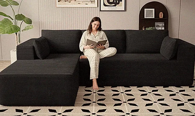 106" Cloud Modular L-Shaped Sectional with Left Chaise Memory Foam Sofa Black