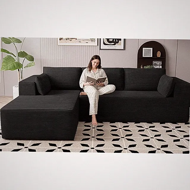 106" Cloud Sectional Boneless Couches for Living Room, Modular L Shaped Couch...