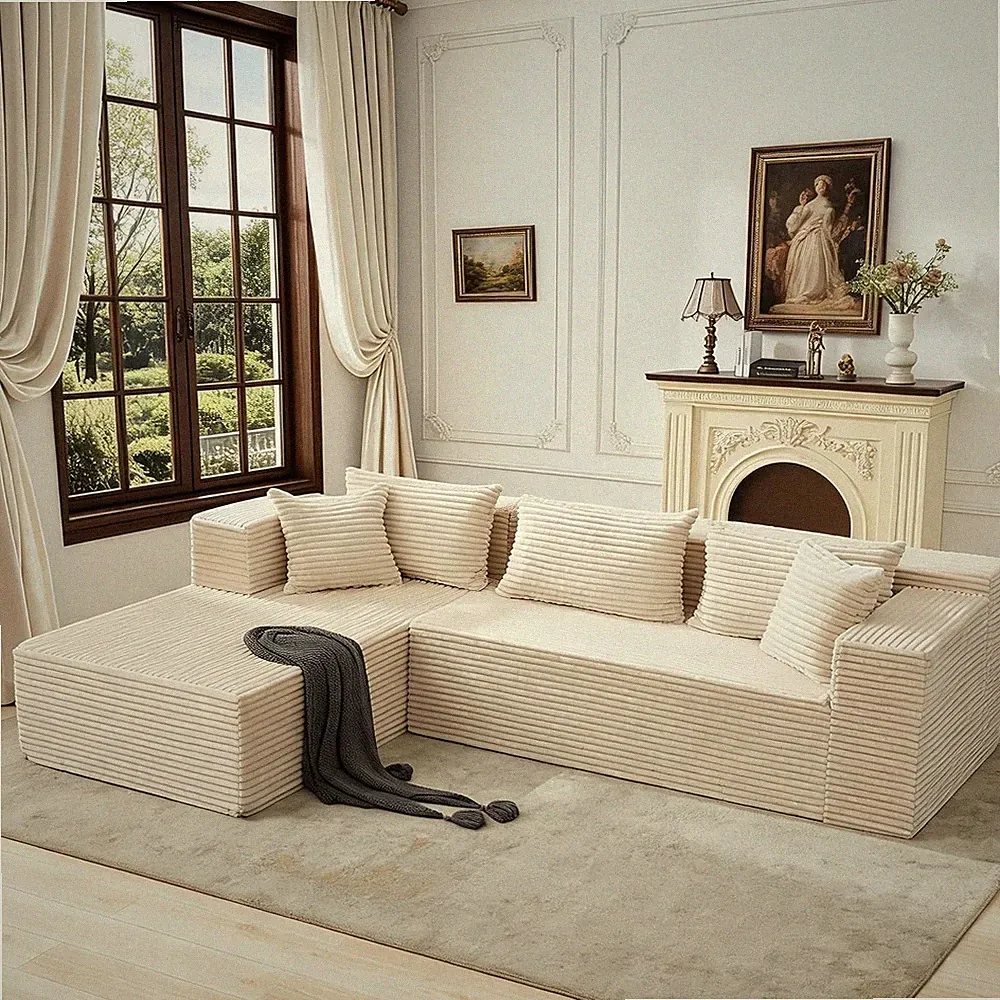 106" Cloud Sectional Couch, L-Shape Chaise, Modern Modular Sofa with Deep Seat