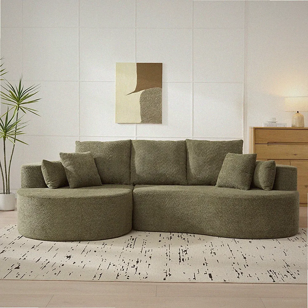 106 in. 2 - Piece Fabric Cloud Curved Sectional Boucle Sofa,CHAISE LOUNGE, FOR