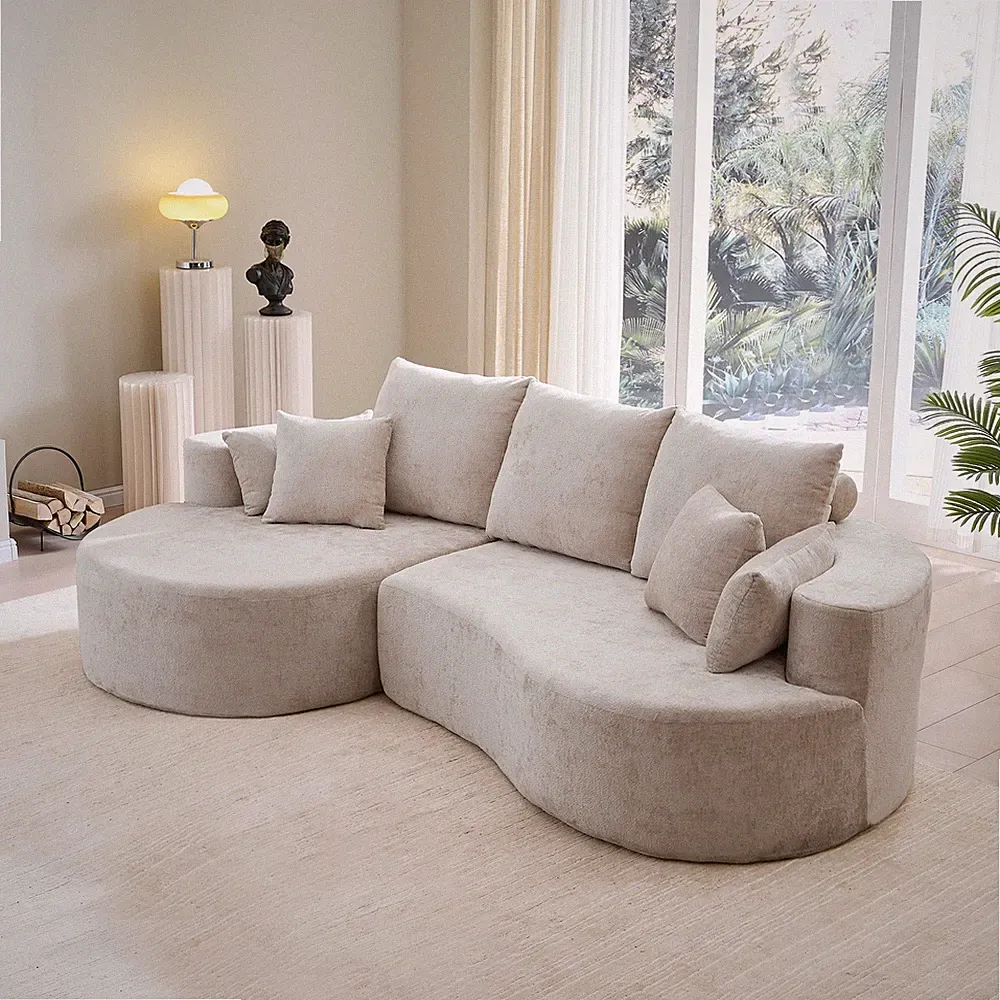 106 in. 2 - Piece Fabric Cloud Curved Sectional Chenille Sofa with Chaise For
