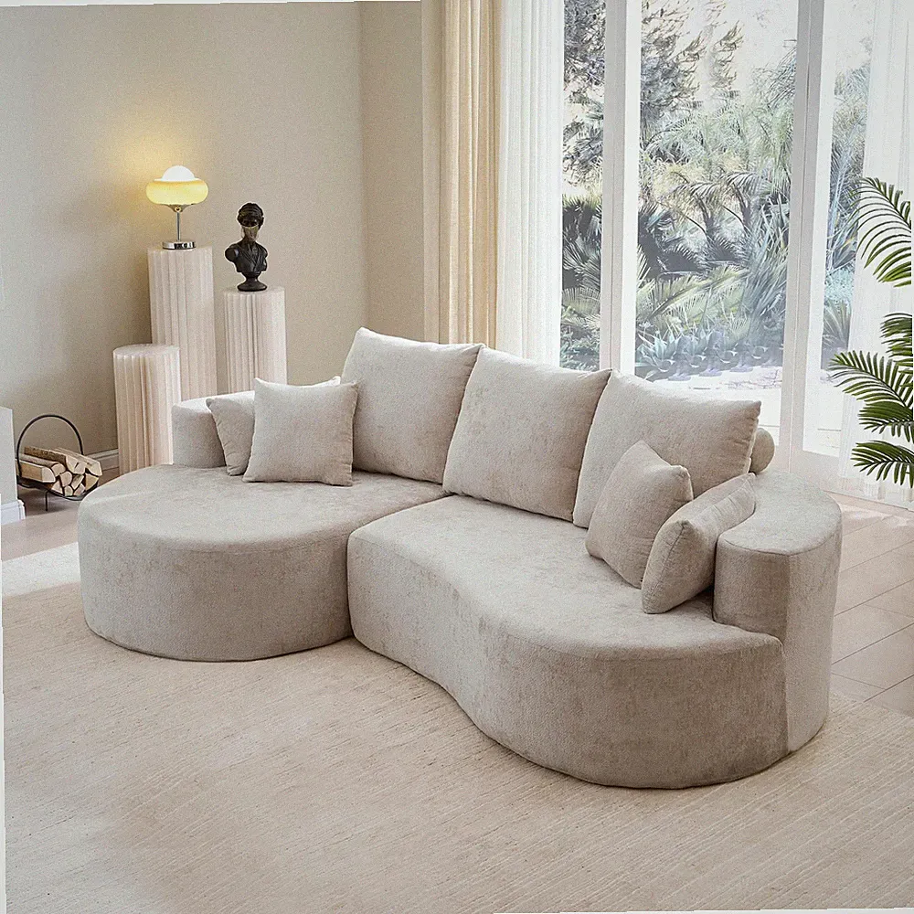 106 in. 2 - Piece Fabric Cloud Curved Sectional Chenille Sofa with Chaise For Li