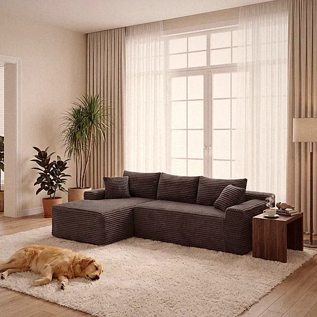 106-Inch L-Shaped Oversized Left Facing Corner Boneless Sofa Modular Couch Cloud
