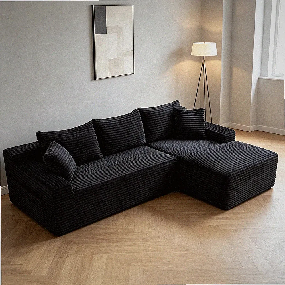 106-Inch L-Shaped Right Facing Boneless Corner Sofa 2 PCS Modular Sectional Clou