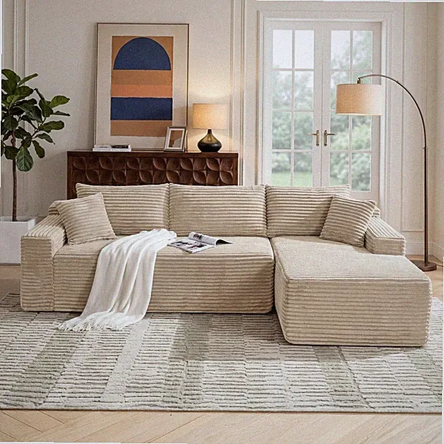 106" L-Shape Modular Sectional Sofa, Cloud Couch w/ Reversible Chaise, Deep Seat