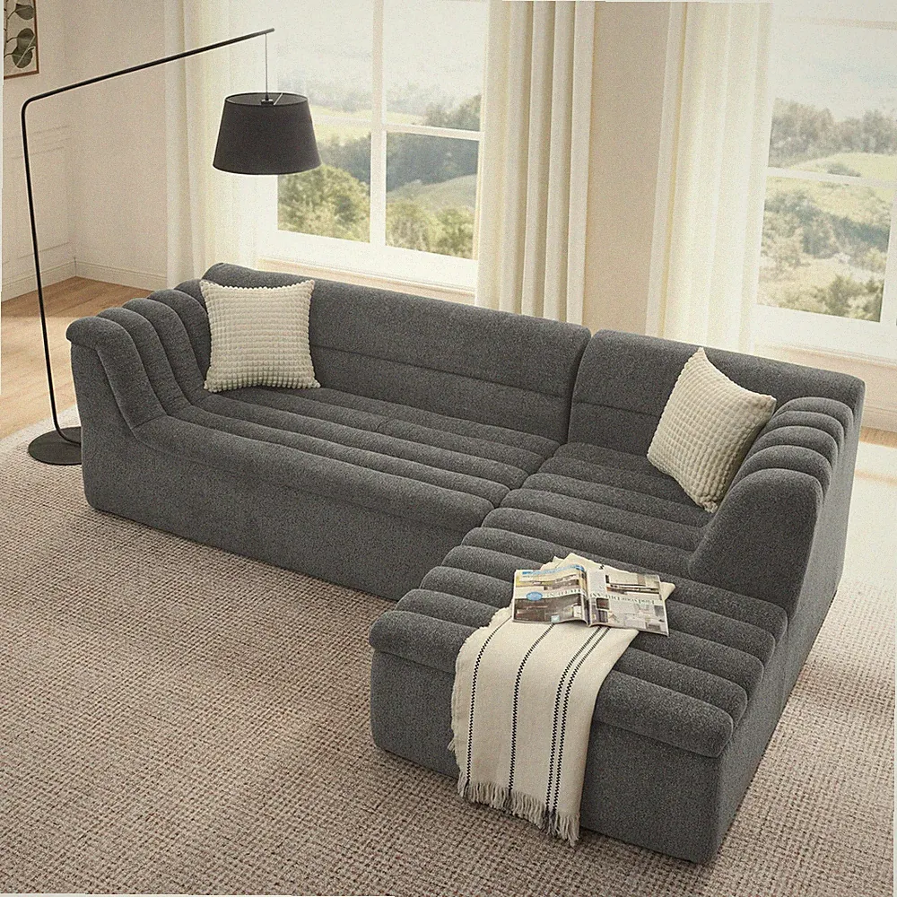106" L-Shaped Boneless Couch Modular Sectional Sofa with Chaise for Living Room