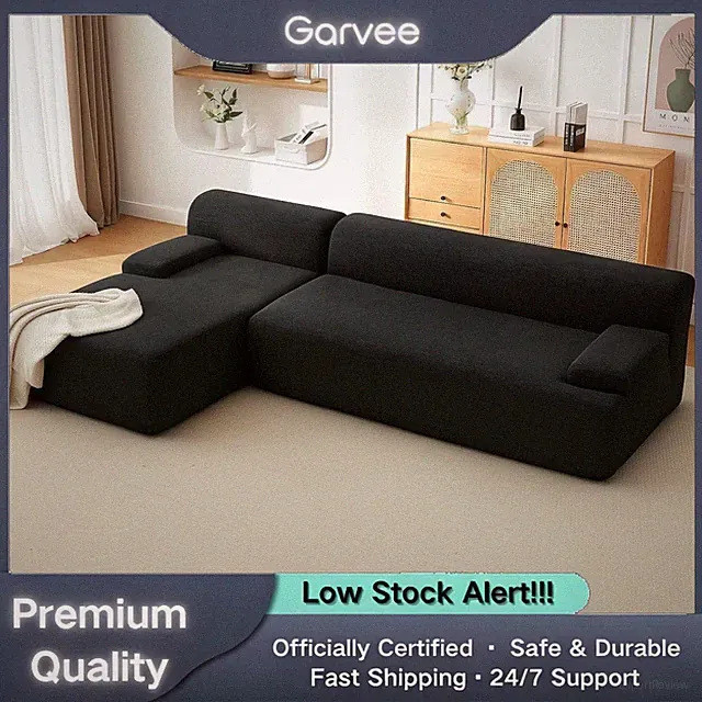 106" L-Shaped Boneless Sofa, Boneless Modular Cloud Couch Sectional Left Chaise