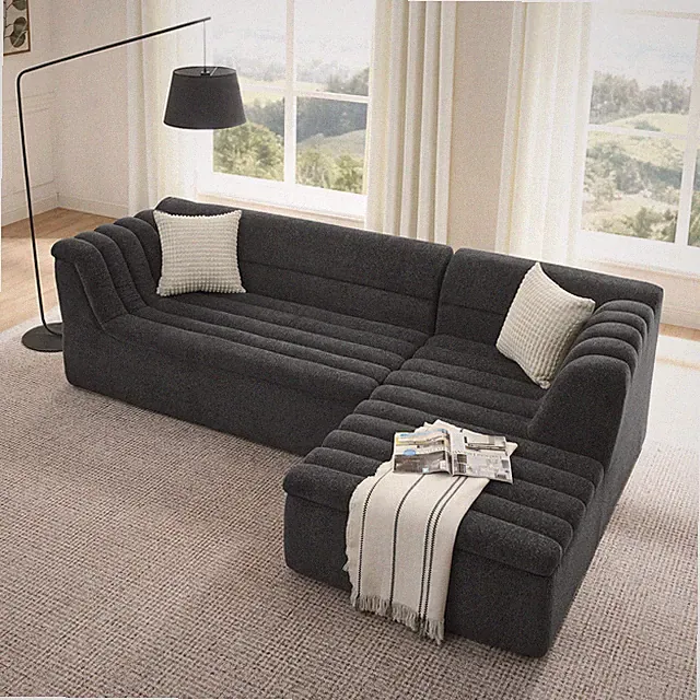 106" L-Shaped Boneless Sofa Couch Modular Sectional Living Room Sofa w/Chaise