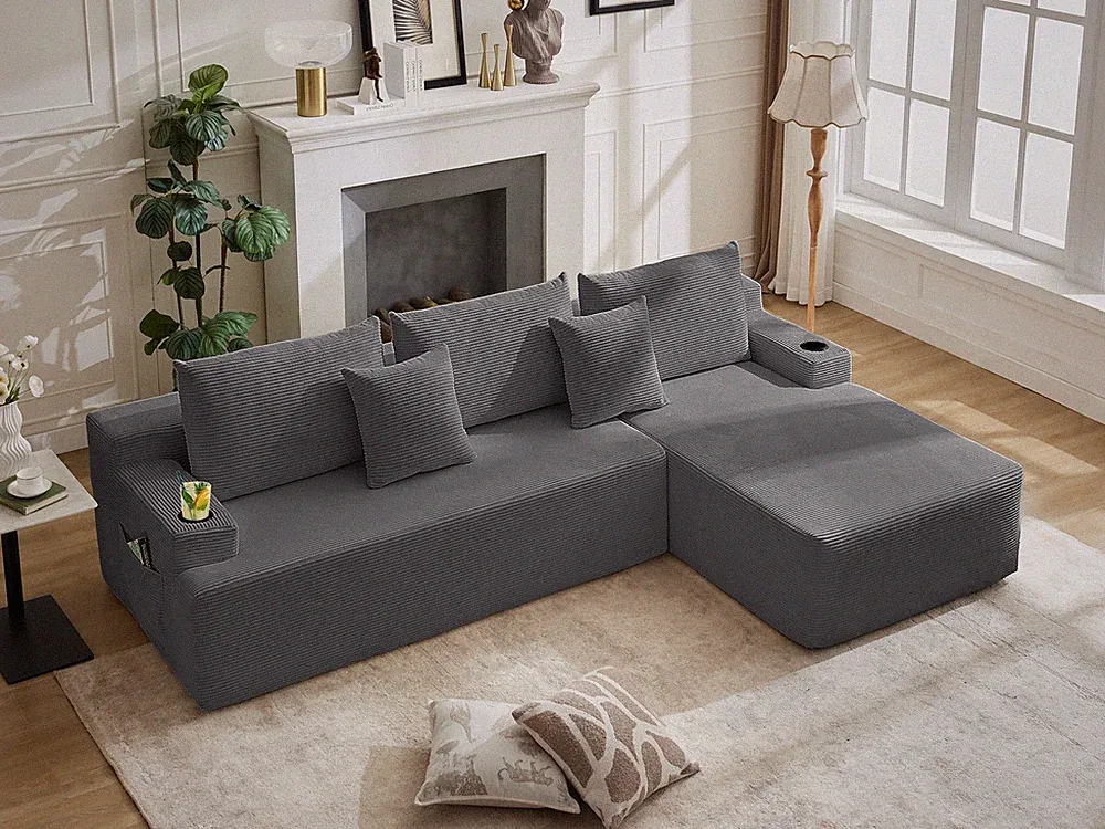 106" Free Combination Boneless Modular Couch Sectional Sofa L-shaped Sofa Bed
