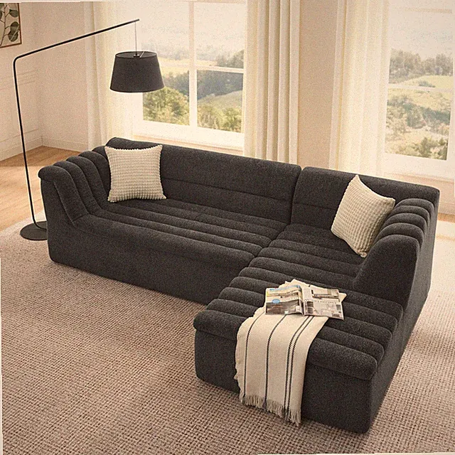106" L-Shaped Modular Sectional Sofa with Chaise for Living Room, Chenille Uphol