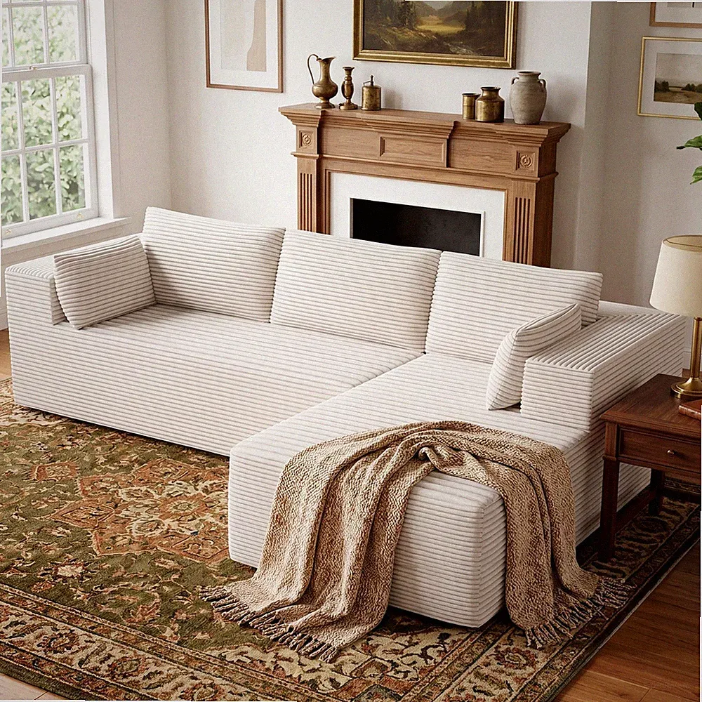 106 L Shaped Sectional Deep for Seat Right Facing Chaise Memory Foam 3 for Seate