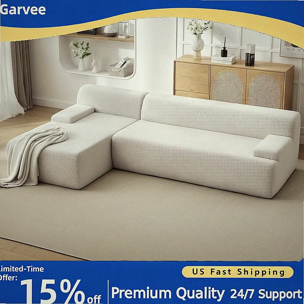 106" Left Chaise Boneless Modular Cloud Couch Sectional, L-Shaped Boneless Sofa