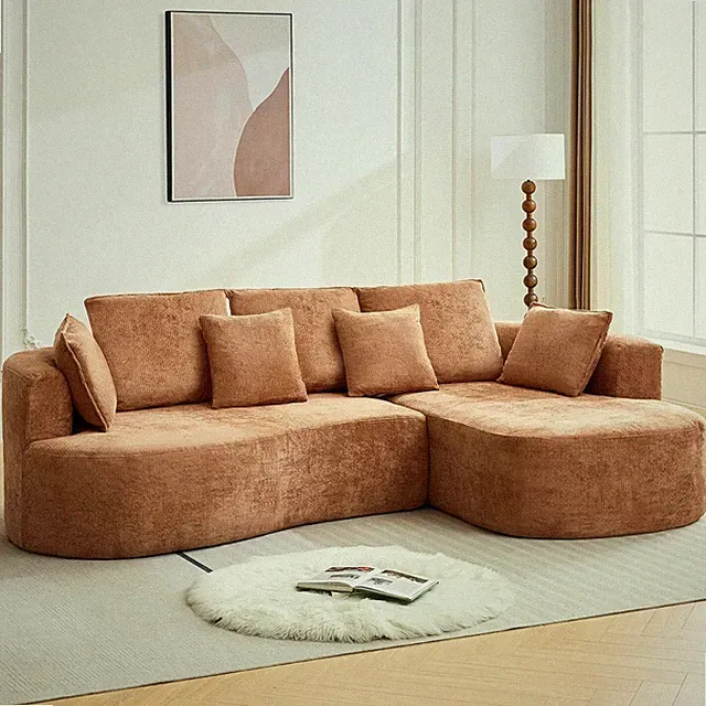 106" Luxe Curved Modular Sofa, Oversized Cloud Chenille Sectional w/Deep Seats