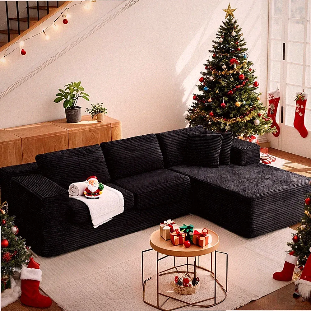 106 Modular Cloud Sectional Sofa Deep Seats & Chaise No-Assembly L-Shape