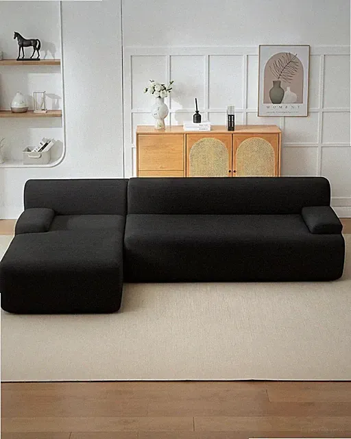 106" Modular L Shaped Boneless Couch Corduroy Cloud Couch w/ Left Facing Chaise