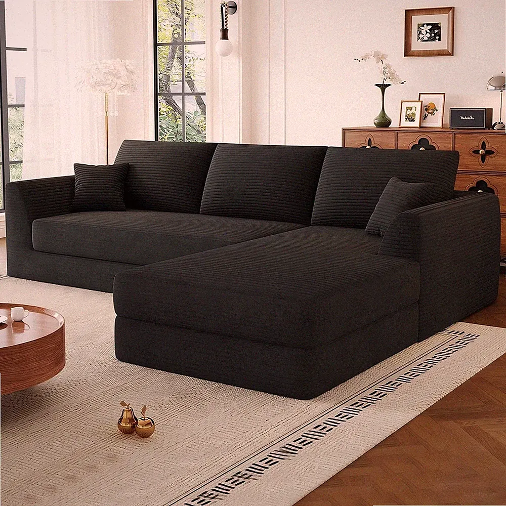 106" Modular L-Shaped Sectional Sofa, Reversible Chaise Couch with Deep Seat & M
