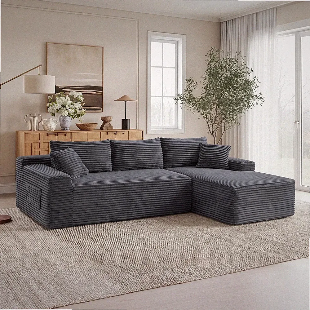 106" Modular Sectional Sofa L-Shape Cloud Couch w/ Reversible Chaise No Assembly