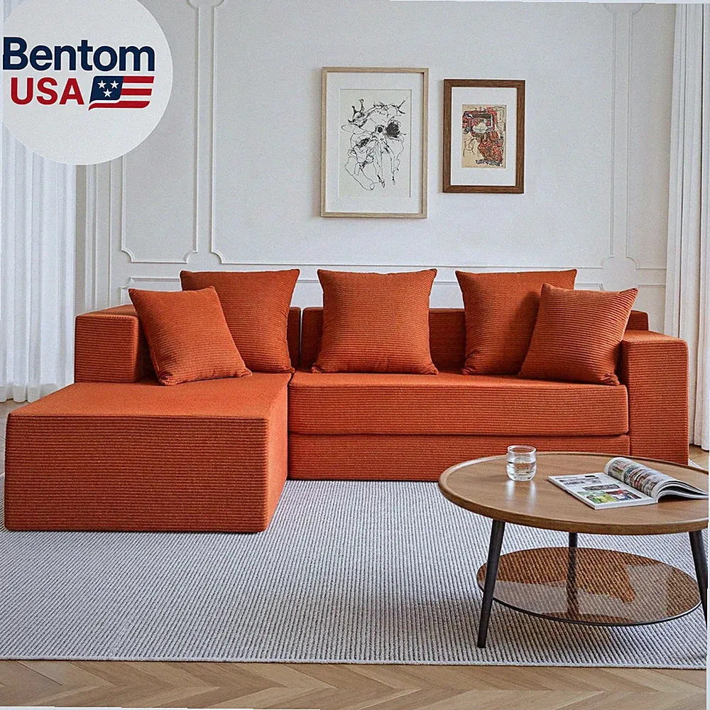 106" Modular Sectional Sofa, Modern Cloud Couch with L-Shape Chaise, Upholstered