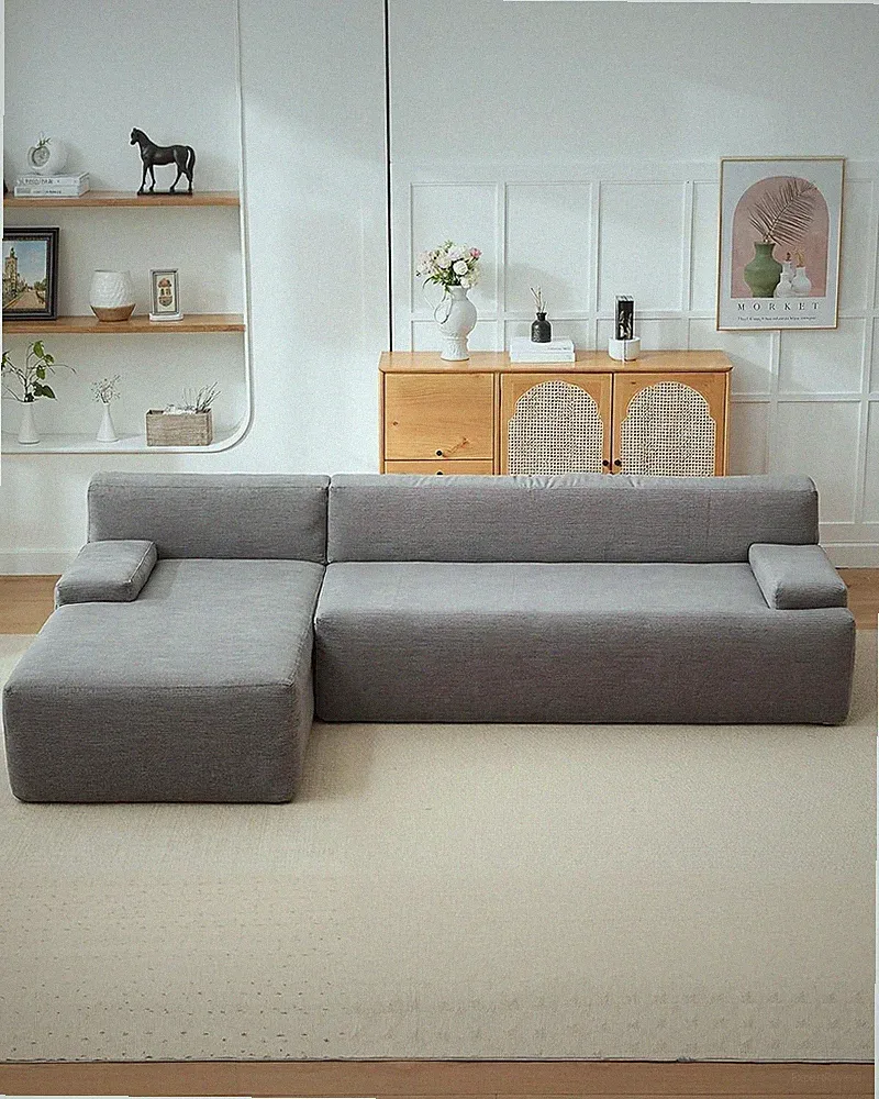 106" Modular Sectional Sofa w/ Chaise, Ultra Soft Corduroy l-Shaped No Assembly