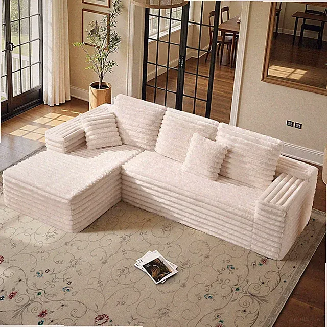 106" Oversized Modular Sectional Sofa, Deep Seat Cloud Couch with Corduroy Uphol