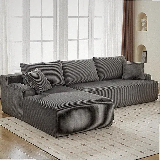 106" Sectional Boneless Cloud Couch with L-Shape Chaise, No Assembly Required