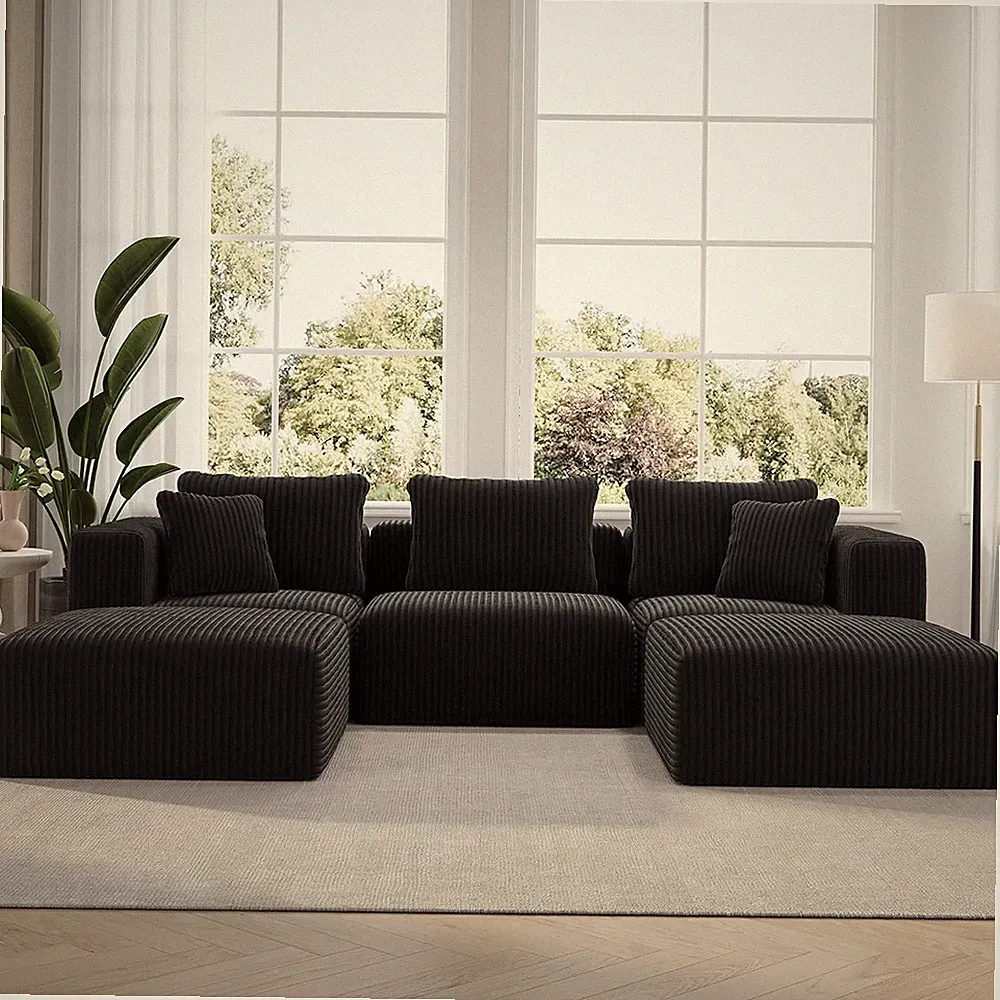 106" U-Shape Modular Sectional Sofa with Smart Coil™ Support - No Assembly Neede
