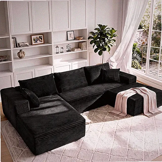 106" U Shaped Cloud Sectional Sofa Boneless Modular 4 Seater Couch