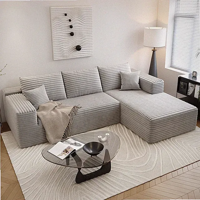107.5" Boneless Couch/Sofa with L-Shape Chaise,No Assembly Required,Modern Modul