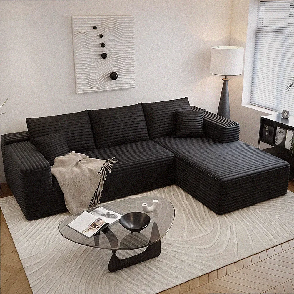 107.5" Cloud Sectional Couch with L-Shape Chaise,Modern Modular Sofa with Deep S