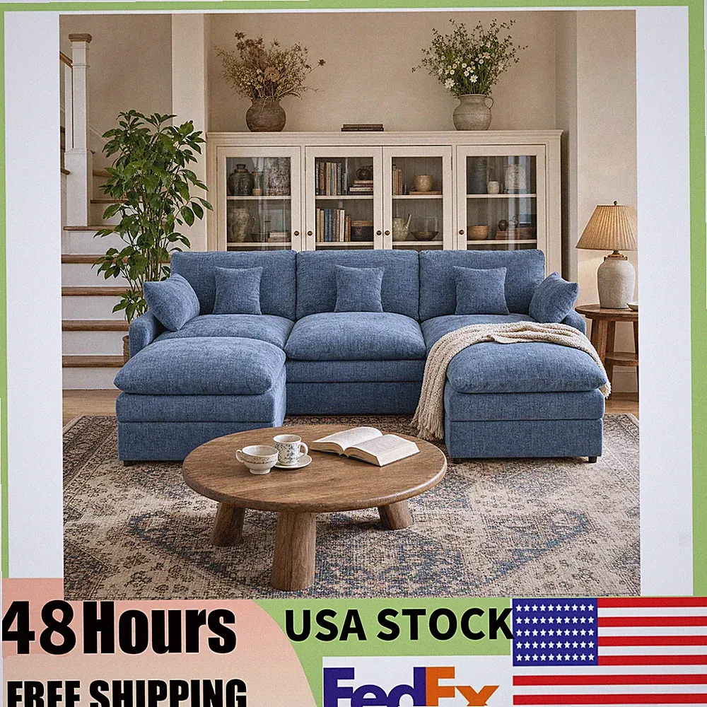 107.8" Modular Modern Sectional Sofa Set U-Shaped Chenille Couch Living Room NEW