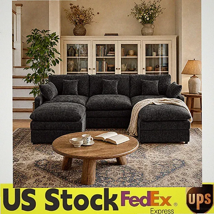 107.8" U Shaped Cloud Couch for Living Room, U Shaped Chenille Cloud Couch/Sofa
