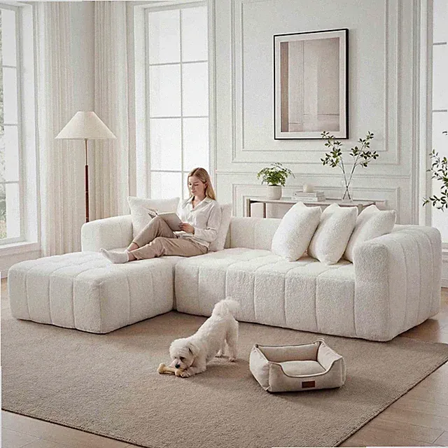 107.9" Modular Sectional Sofa Couch w/ L-Shape Chaise, Upholstered Boneless Sofa