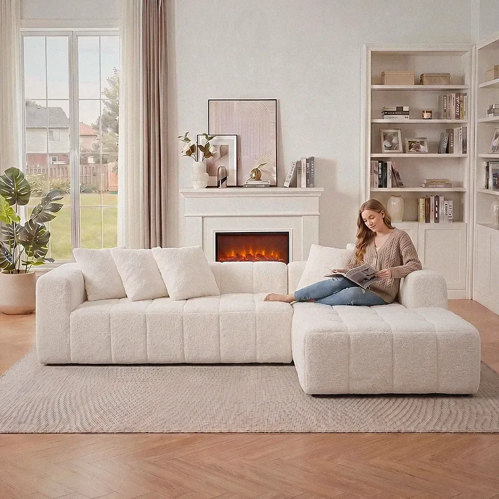 107.9" Oversized Modular Cloud Couch L-Shape Sectional with Right Chaise