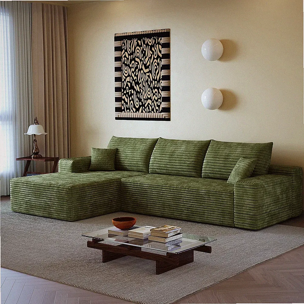 107" Boneless Couch Left Chaise L Shape Sectional Cloud Sofa Set for Living Room