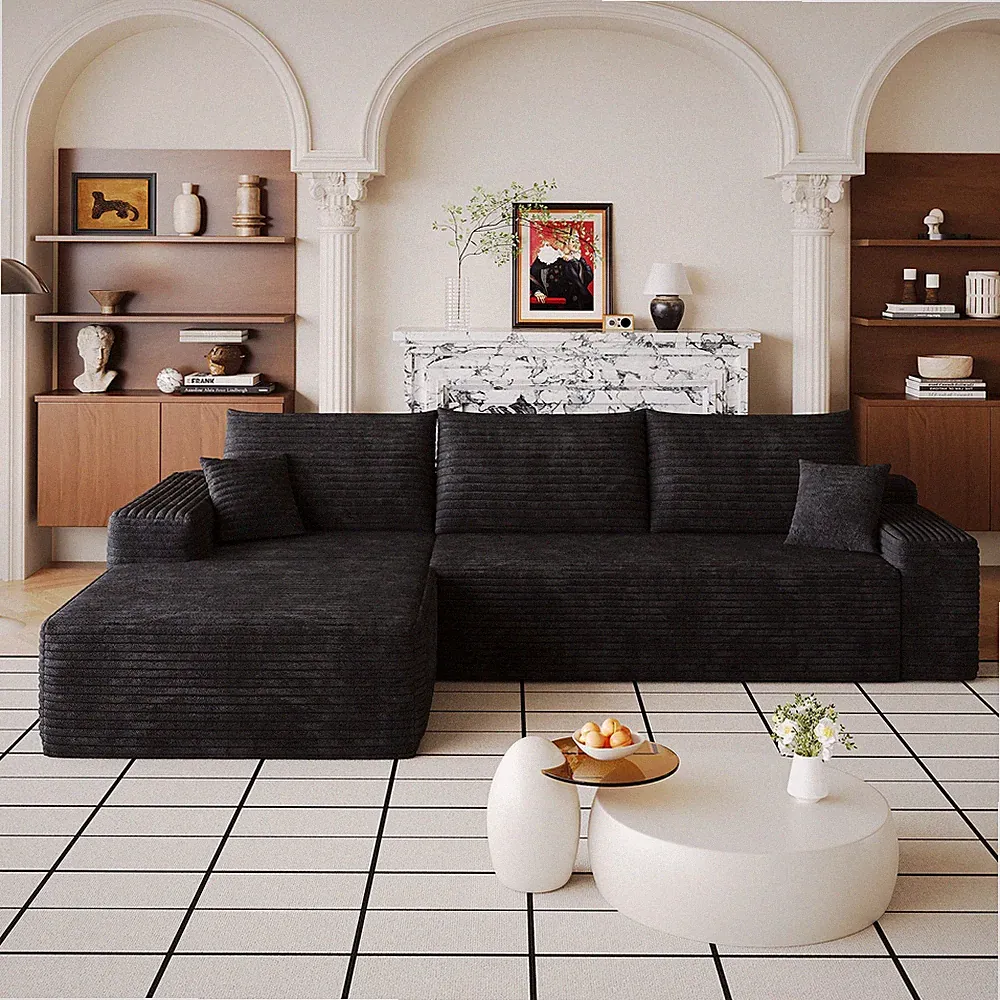 107" Cloud Sectional Couch w/L-Shape Chaise,Modern Modular Sofa w/Deep Seat