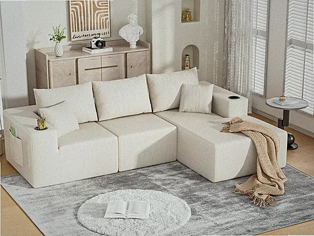 107" Cloud Sectional Couch with L-Shape Left Chaise Modular Sofa for Living Room
