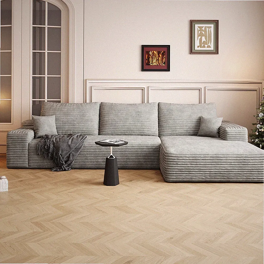 107" Cloud Sectional Sofa Couch w/Right Facing Chaise,L-Shape Modular Sofa Grey