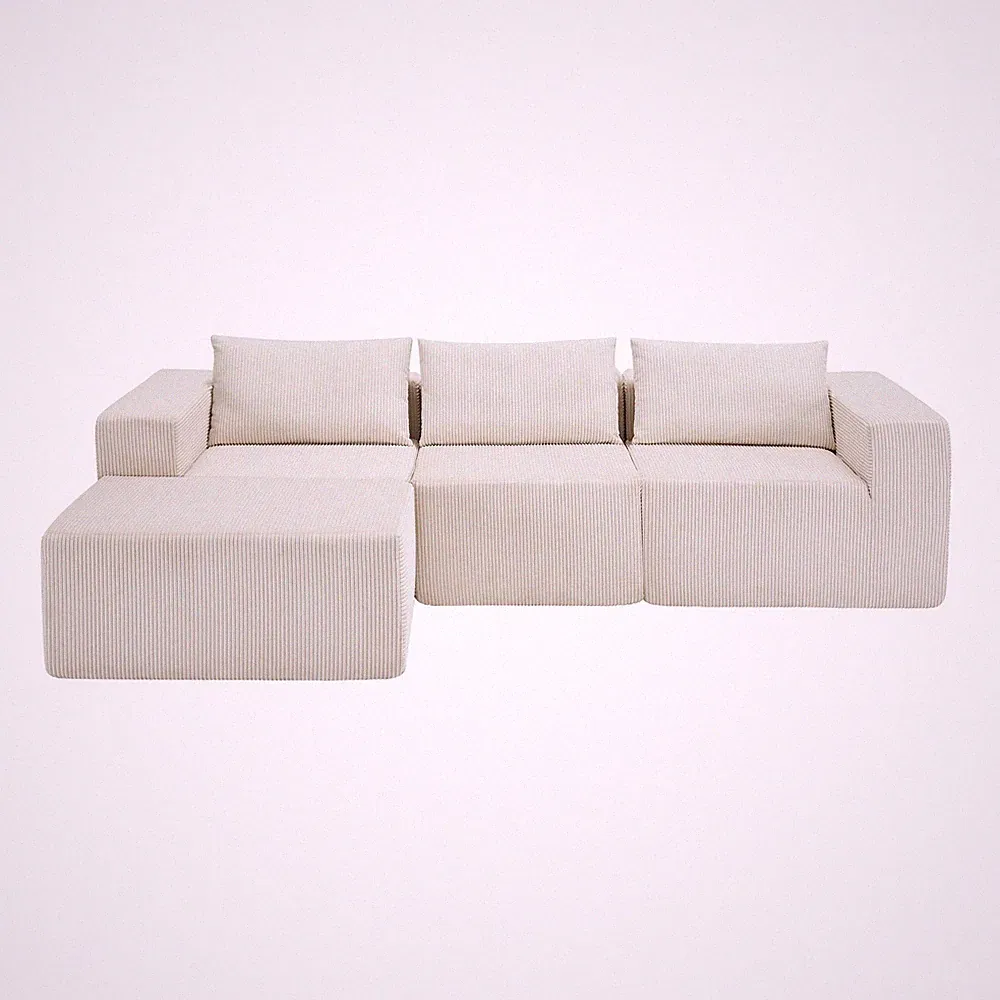 107" Compressed Sectional Sofas (Beige)